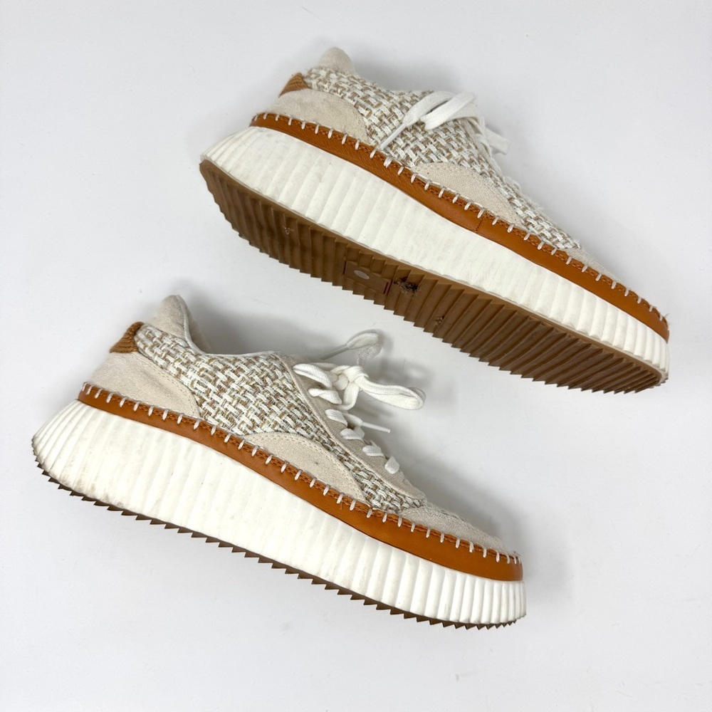 Matisse Woven Platform Sneakers – Neutral Tweed Lace-Up Shoes Size 10 - Picture 4 of 7